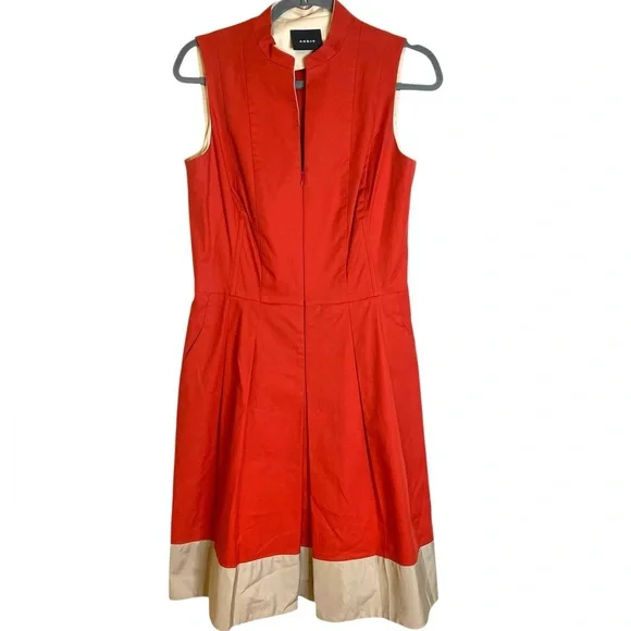 Akris Red Sleeveless Fit & Flare Dress Women’s Size 8 - Picture 2 of 14